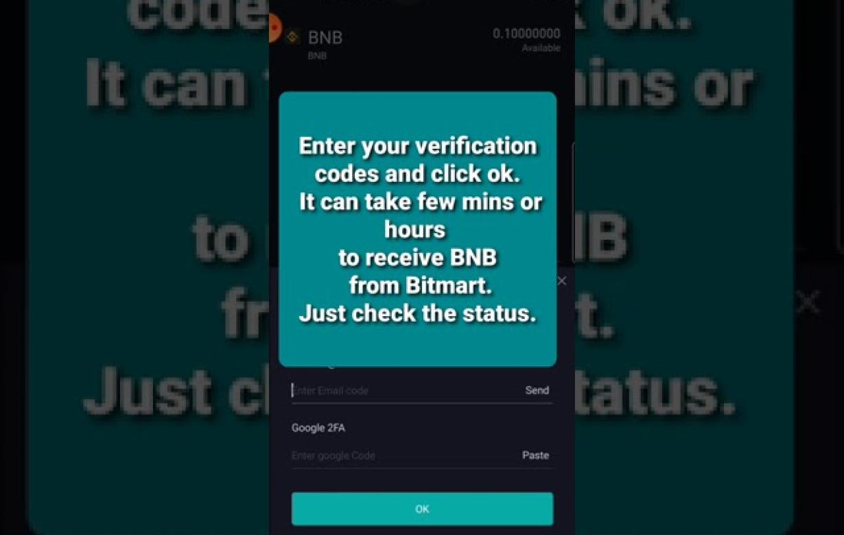 How to send BNB from Bitmart t