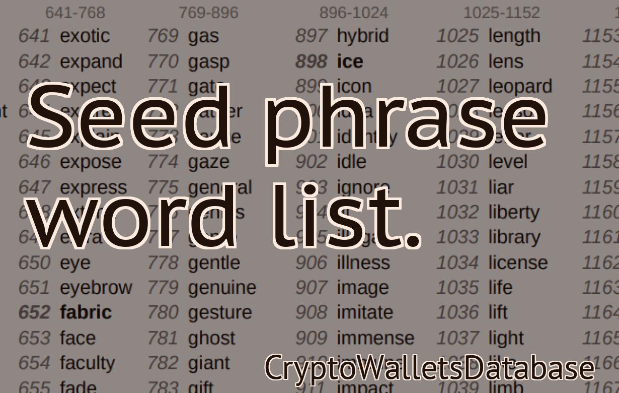 Seed phrase word list.