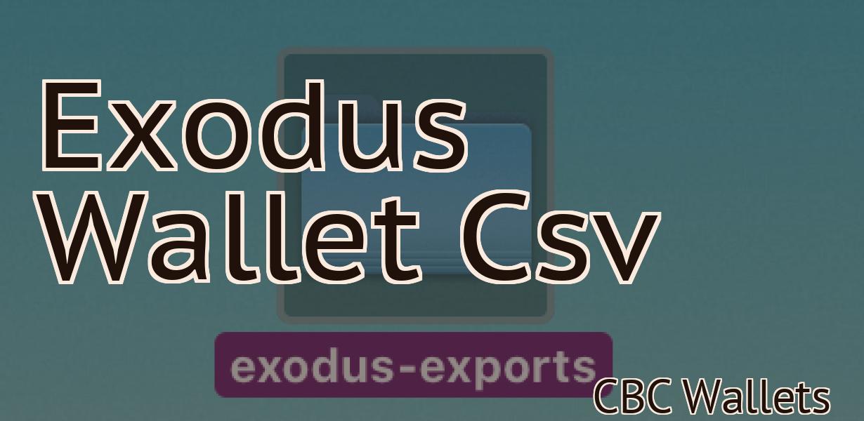 Exodus Wallet Csv
