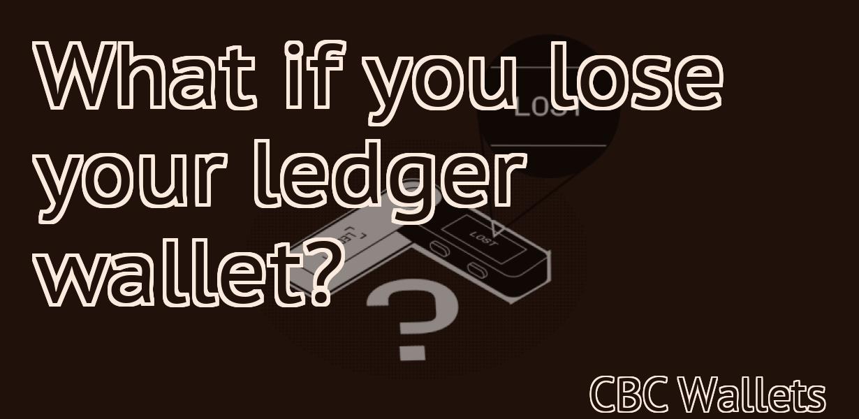 What if you lose your ledger wallet?