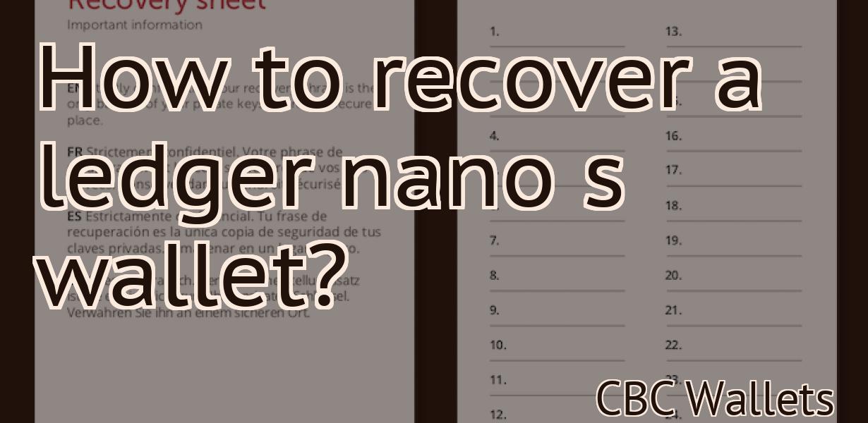 How to recover a ledger nano s wallet?